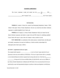 Model Escrow Agreement
