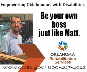 Empowering Oklahomans with Disabilities. Be your own boss just like Matt. DRS logo. www.okdrs.gov | 800-487-4042