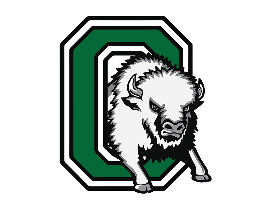 An O with a buffalo stepping through. OSD Mascot