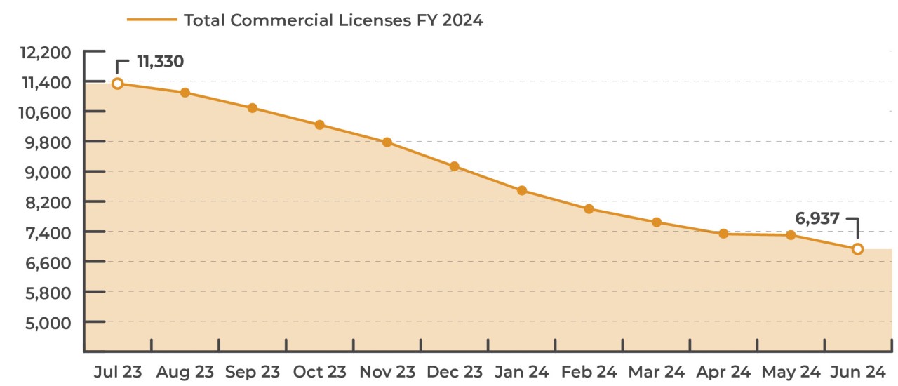 Annual Report FY24 Total Commercial Licenses Graph