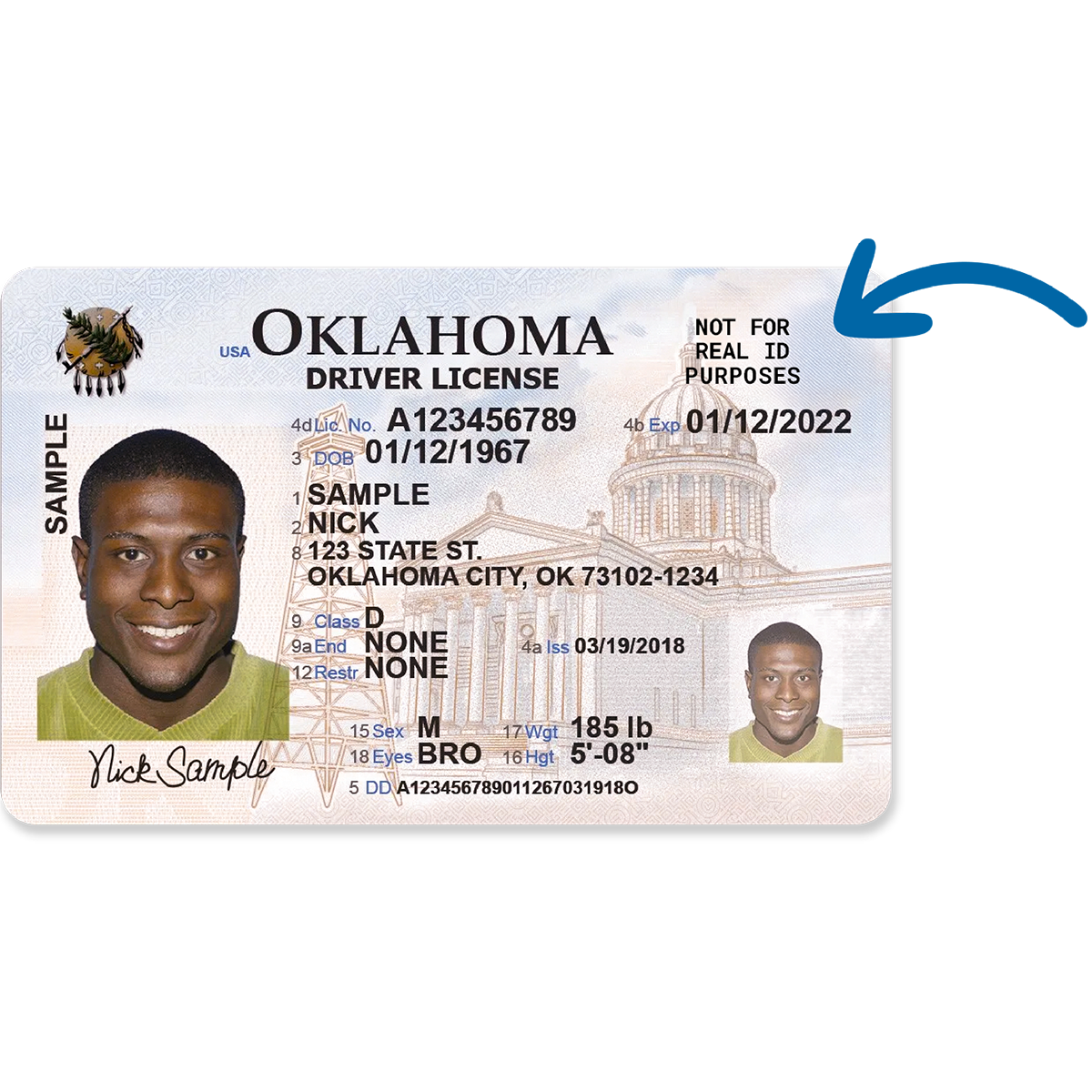 Non-REAL ID license with no star in the top right corner