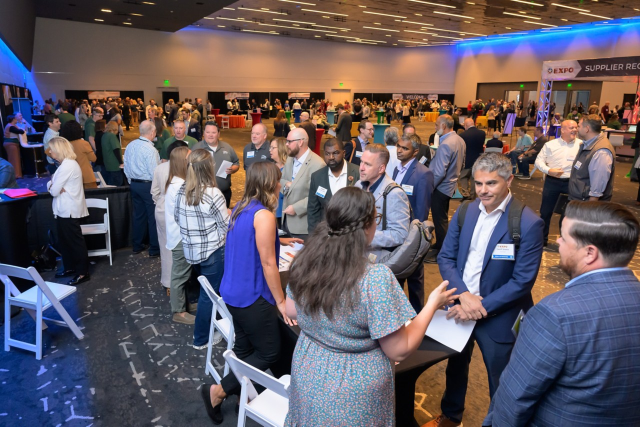 A crowd of people gather in the OKC Convention Center for the 2024 State Suppliers Expo.