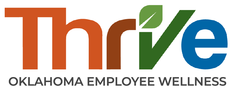 thrive logo, text includes thrive oklahoma employee wellness